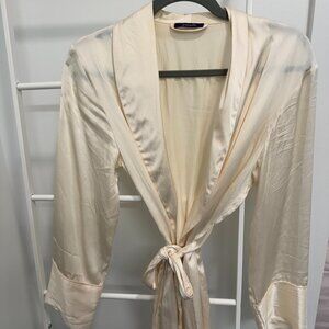 Journelle silk bridal robe, Vanilla/Cream/Champagne  color, size small
